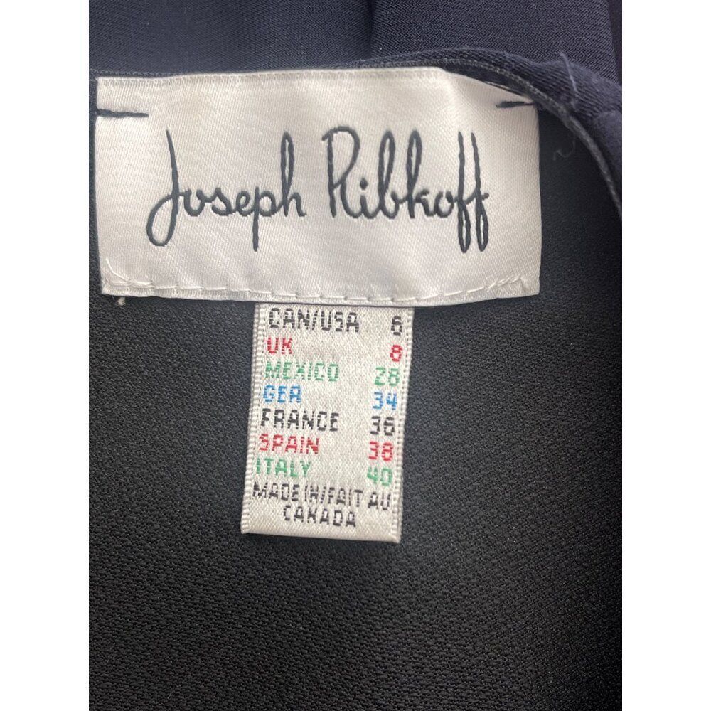 Joseph Ribkoff Women Navy Knit Sleeveless Overlay Rhinestone Trim Dress Size 6 - Picture 9 of 12